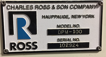 Ross Mixer, DPM-100